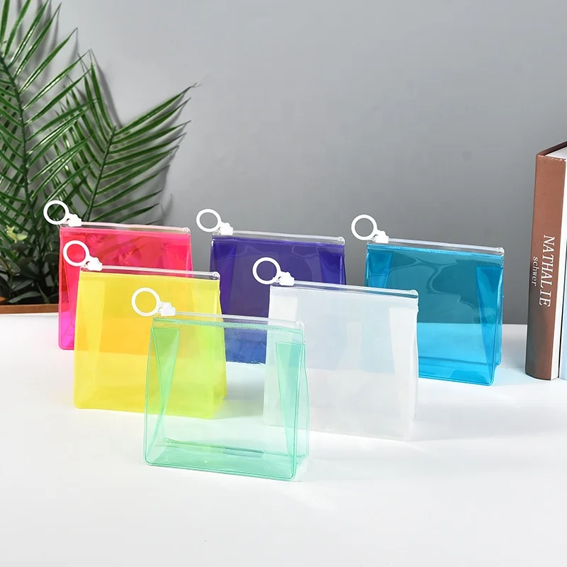 Ready To Ship S size 13x13x5cm clear zipper pvc cosmetic bags multi-functional toiletry waterproof frosted plastic zip top bag