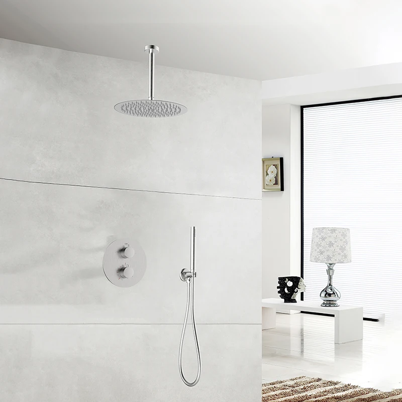 Bathroom Concealed Shower Mixer with Thermostat In Wall Mounted Rain Set bath & Shower Faucets