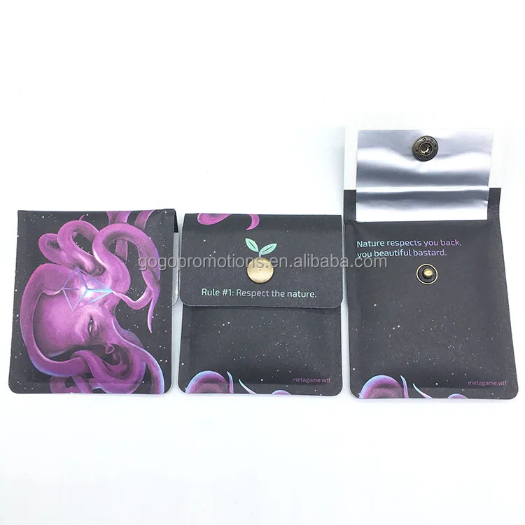 Custom advertising Logo Ash Tray Bag Portable Recyclable Travel Carry Aluminium Foil EVA Kraft Paper Pocket Ashtray Pouch