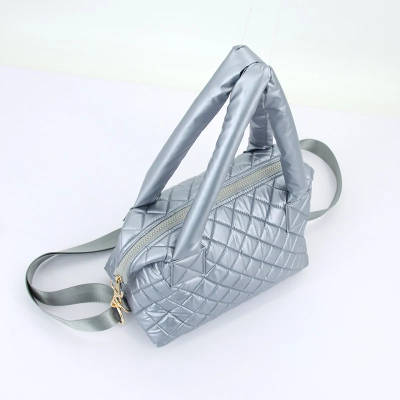 Fashion Quilted Soft Handle Tote Bag One- shoulder Lady Bag Pretty Travel Puffer Bag