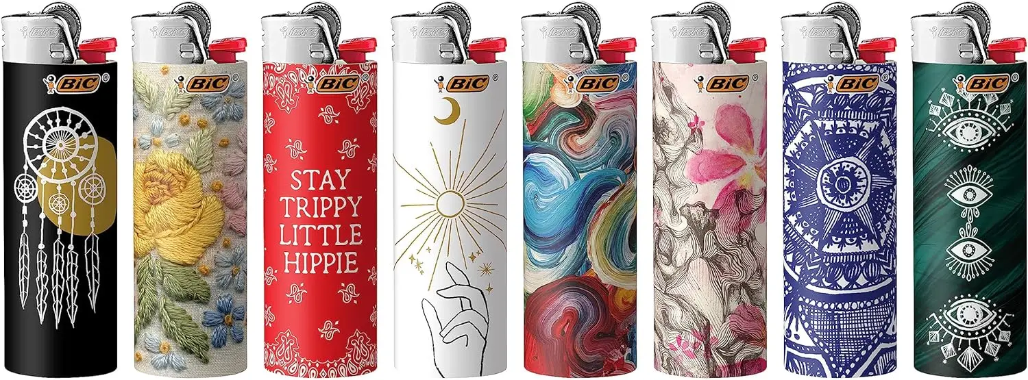 3 фиолетовые зажигалки BIC обычного размера