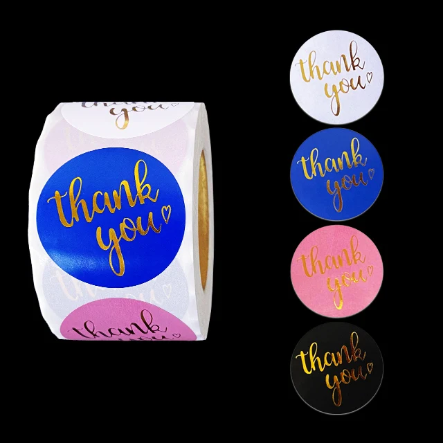 Thank You Stickers 1.5 Inch Round Golden Foil Paper Business Letters Wedding Envelope Seal Birthday Gift Packaging Labels