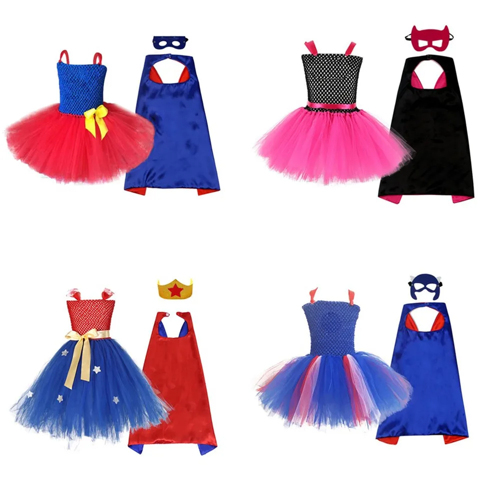 Customized Superhero Girls Costume Tutu Dress Kids Party Dresses Movie Tutu Dresses For Girls Kids