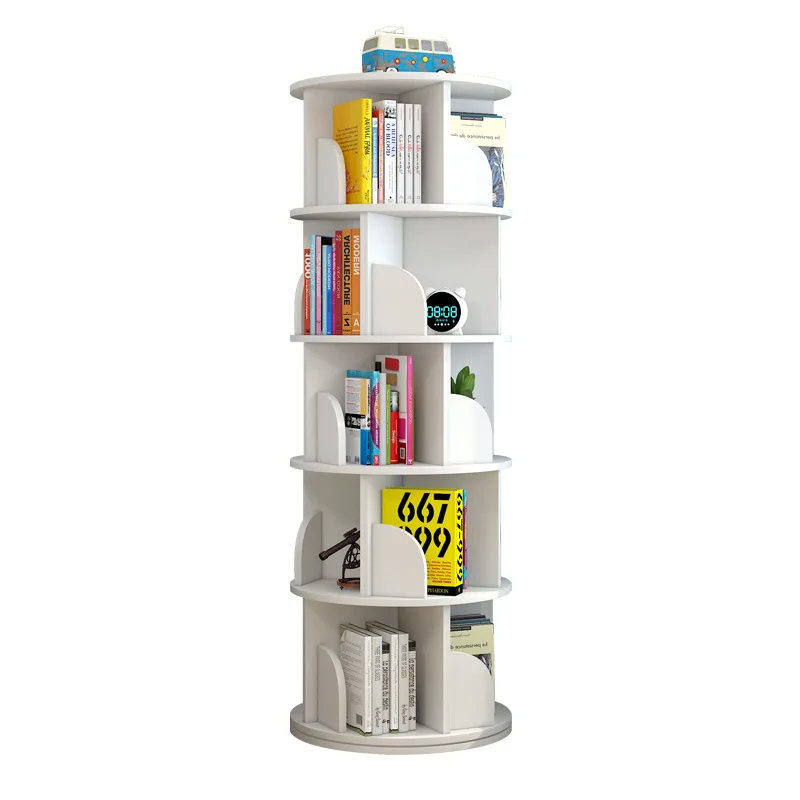 Modern Creative Rotating Bookshelf Wooden bookshelves Bookcase Library Magazine Storage Rack Solid Wood Bookshelf