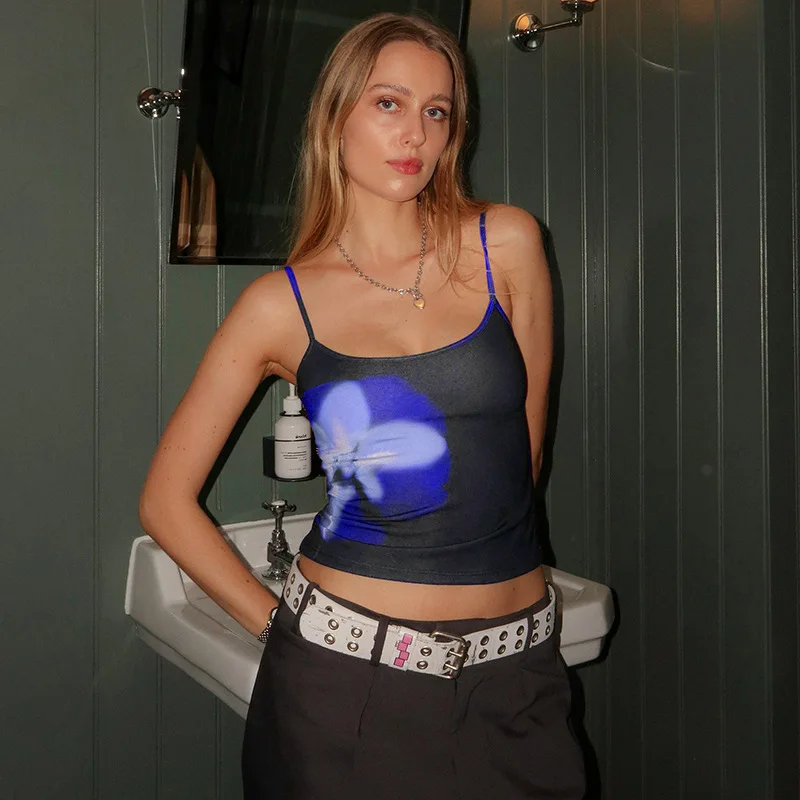 New Trends European And American Style Hot Selling Women S Wear Summer New Pattern Print Sexy Slim Fit Midriff Baring Cam