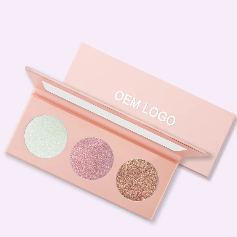 High Quality 3 Color Custom Private Label Pressed Powder Bronzer And Highlighter Makeup Palette Wholesale Low Moq