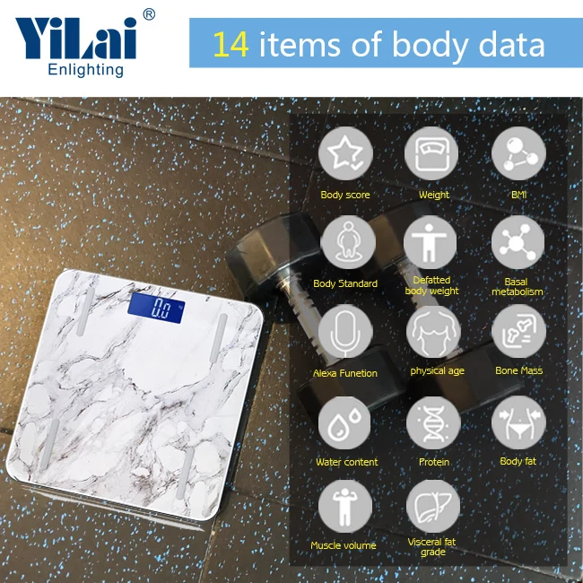 CE ROHS Yilai Scale Products Digital balanzas de impedancia Electronic Weighing Body Fat Smart Wifi Scale with Tuya Solution