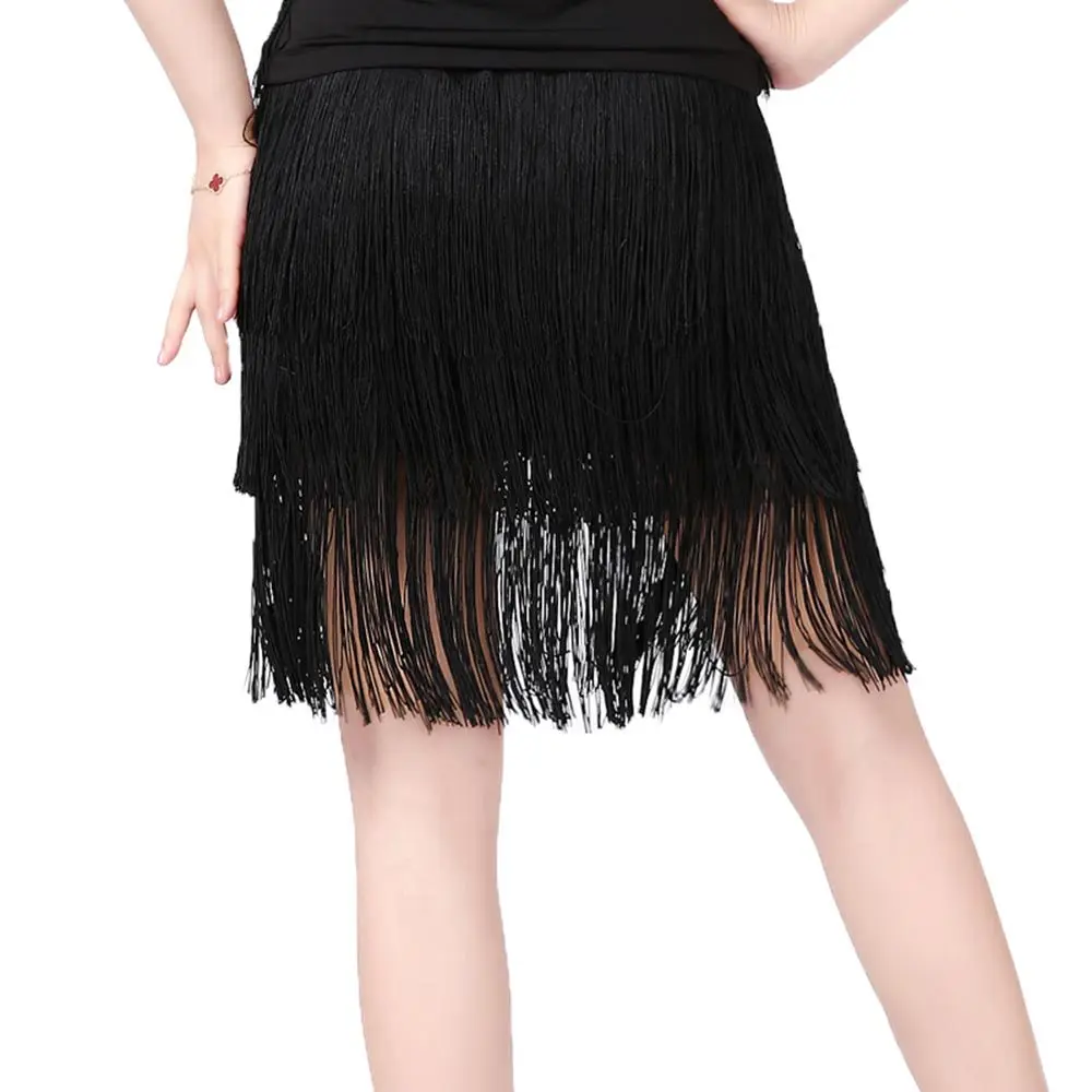 custom colorful double thread thick long spandex material elastic stretch chainette fringe trim for latin costumes