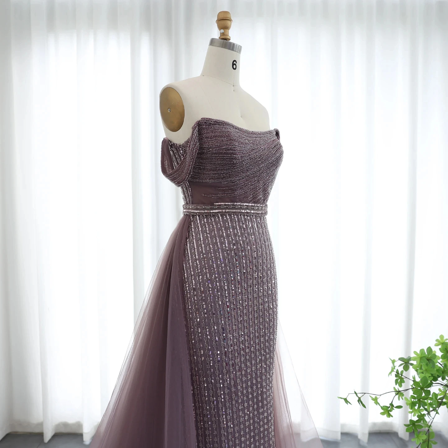 Jancember SZ137 New Arrivals Purple Mermaid Lace Illusal Sequined Fashion Elegant Evening Dresses For Women