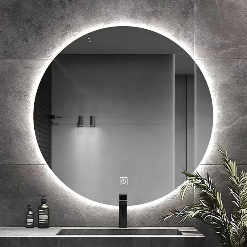 led backlit frameless lighted bathroom wall mirror Round Led Mirror diameter 60cm 80cm 100cm touch sensor switch for mirror
