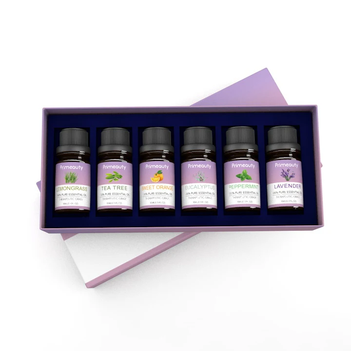 custom box packaging  private label  natural organic fragrance tea tree lavender difuser essential oil gift set
