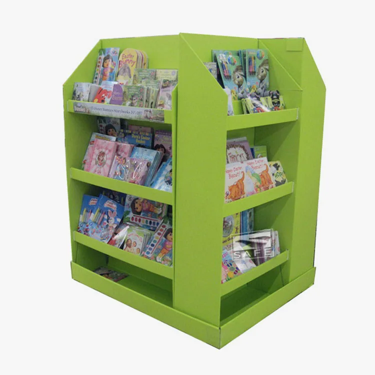 Half Pallet Display For Book  Stationery Store/ Magazine Rack Shelf Cardboard Floor Book Display Stand