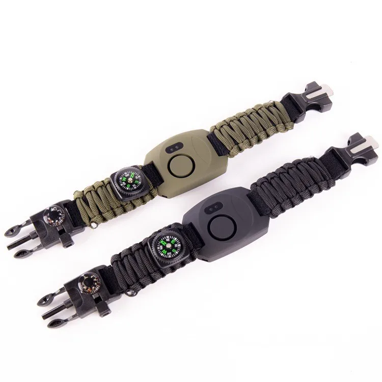 New Arrival 8 in 1 Survival Bracelet 130Db SOS Alarm Survival Paracord Bracelet With Knife Compass Whistle LED Light Thermometer