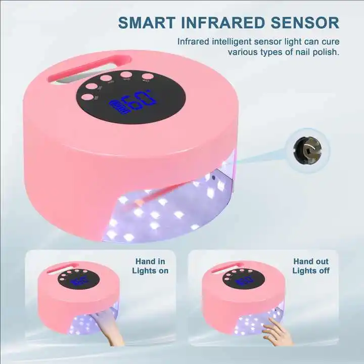 УФ Светодиодная лампа для ногтей 90 Вт перезаряжаемая Беспроводная сушилка гель лака 9600 мАч УФ-лампа с 4 таймерами и большим ЖК-дисплеем