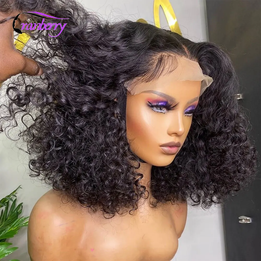 Wholesale Short Human Hair Wig For Black Women,Deep Wave Transparent Hd Full Lace Wig,Curly Wig Human Hair Bob Wig Lace Front