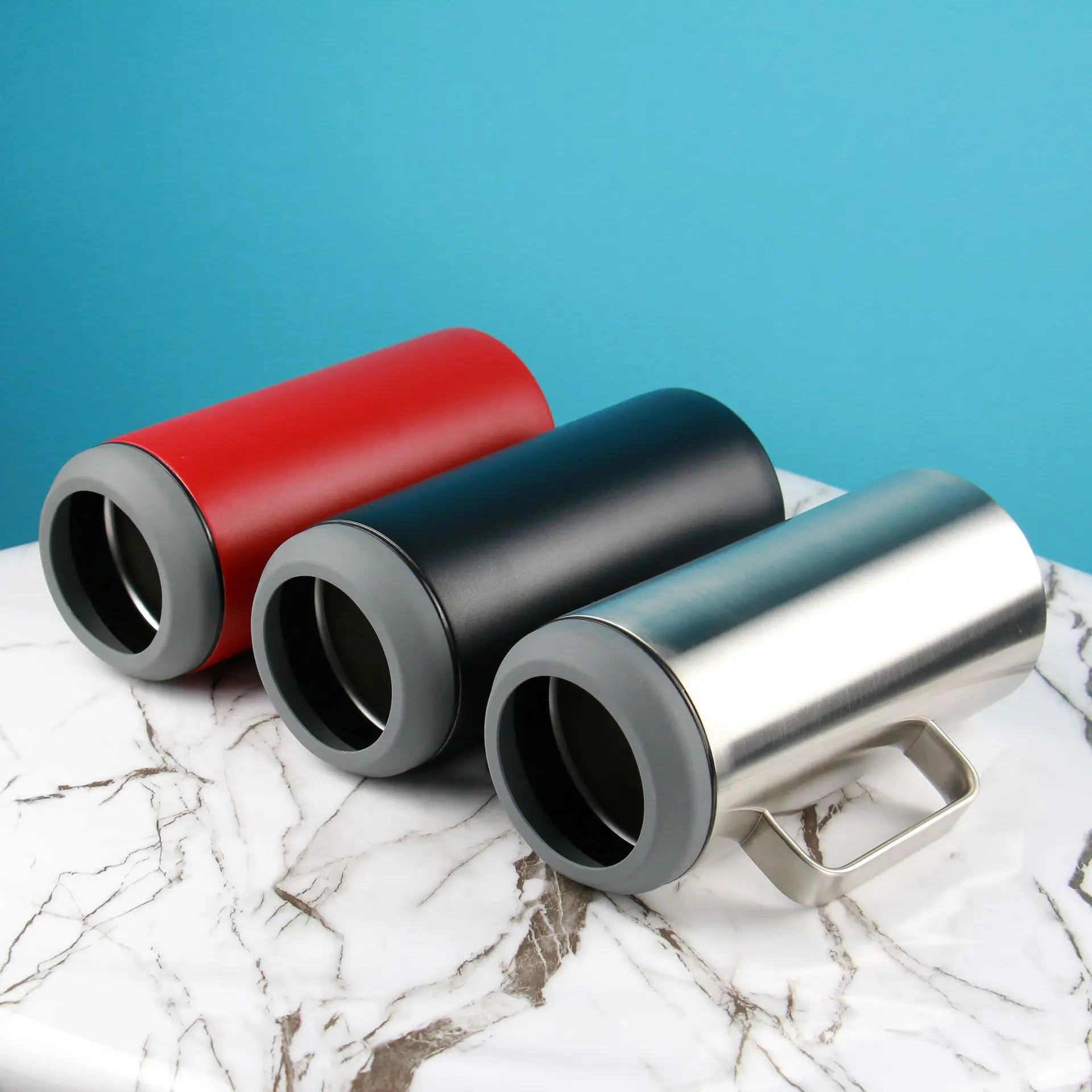 steel skinny can cooler vacuum beverage holder stainless steel beer bottle holder with handle