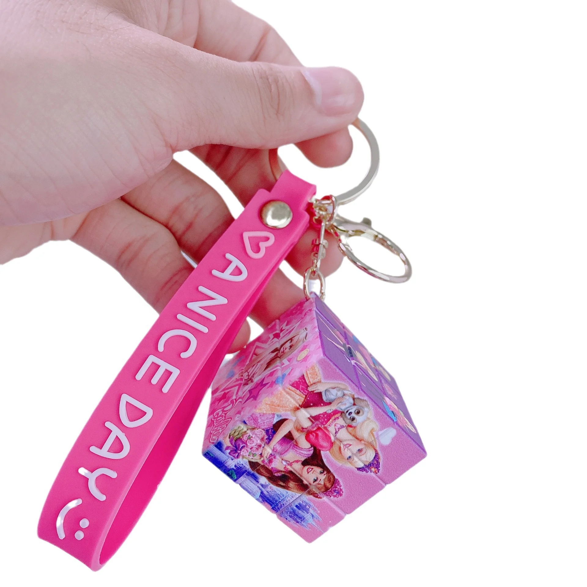 YUWEI  Rubik Cube Keychain  Puzzle Decompression Small Accessories Cartoon Creative Pendant Bookbag Pendant