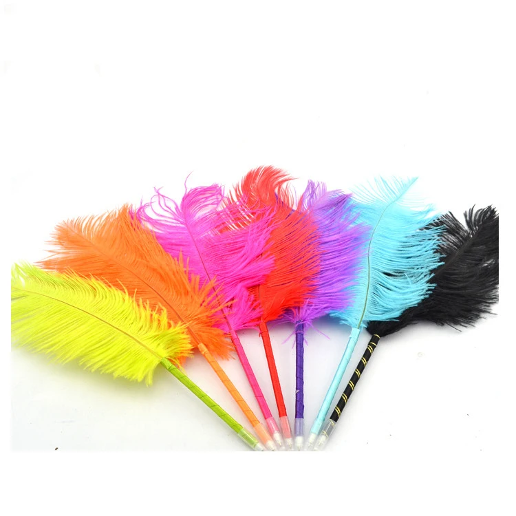 High quality High quality feather quill pen promotional wholesale cheap stationery Natural quil black ink ball point feather pen