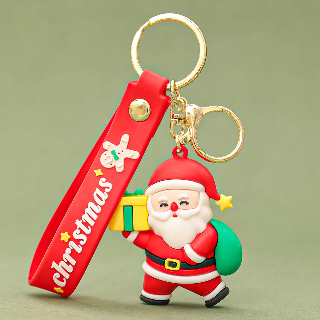Wholesale Santa Key Chain 3D PVC Key Ring Lanyard Package Car Cute Cartoon Pendant Christmas Promotional Gifts