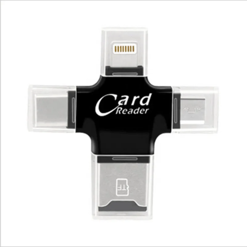 Бесплатный образец 4 в 1 Type-c Mini USB 2 0 устройство для чтения карт памяти OTG TF Card Writer