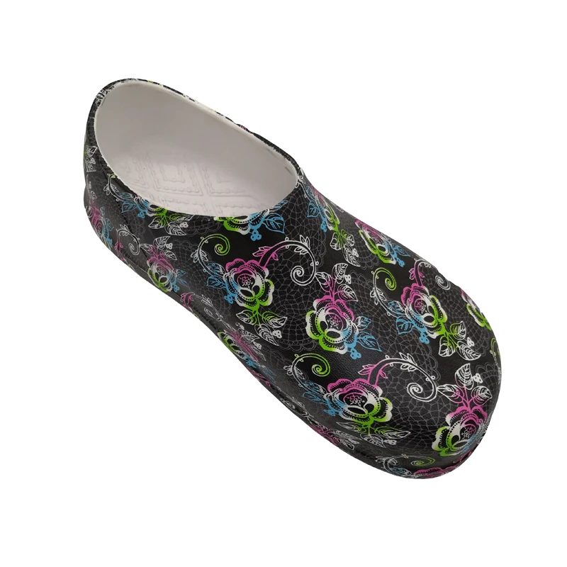 4 inch Height green EVA upper EVA RB Outsole Lightweight printed nurse shoes