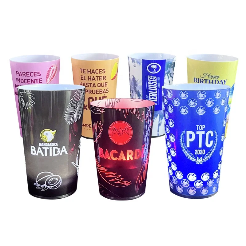 Custom Logo Food Safe Led Glowing Drink Cups Christmas Party Plastic Luminous Led Flashing Cup
