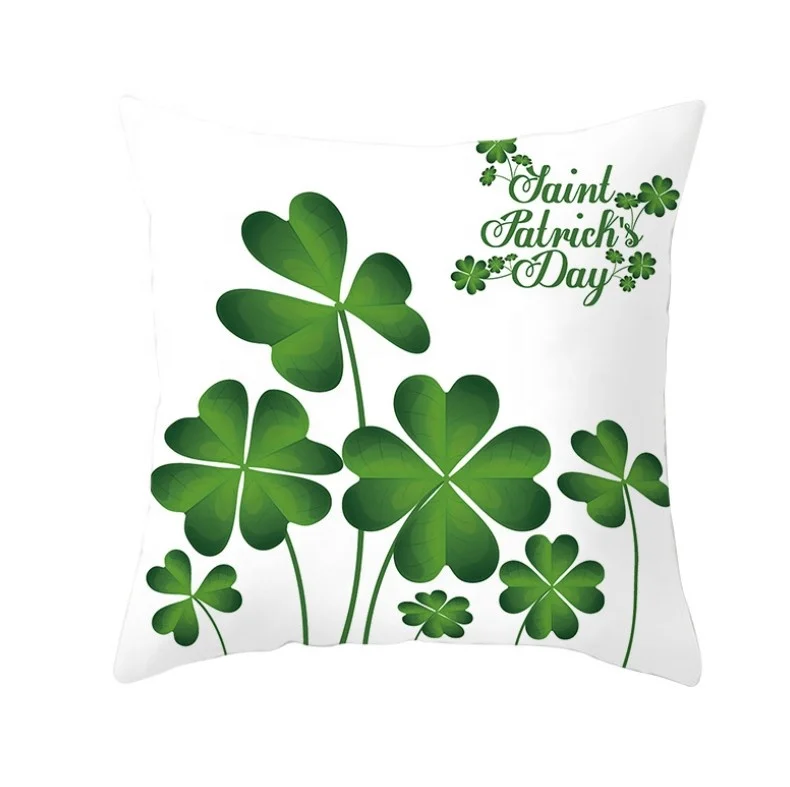 Irish Cushion Cover Spring Green Leaves Decor Pillow Cover Tropical Hawaii Party Decoration Happy St.Patricks Day Decoration