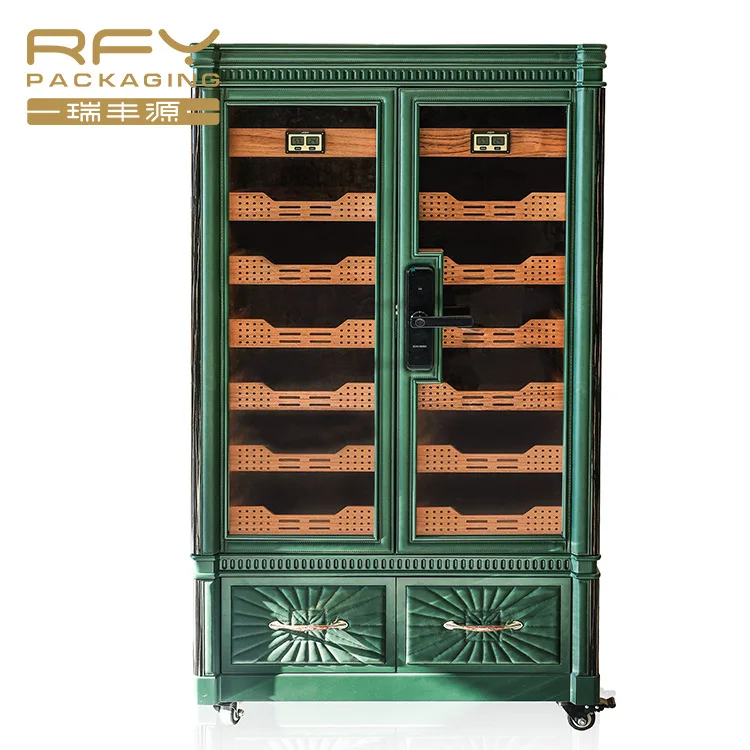 Высококлассный шкаф для сигар шкафчик из кедрового дерева с постоянной температурой и блокировкой по отпечатку пальца большой