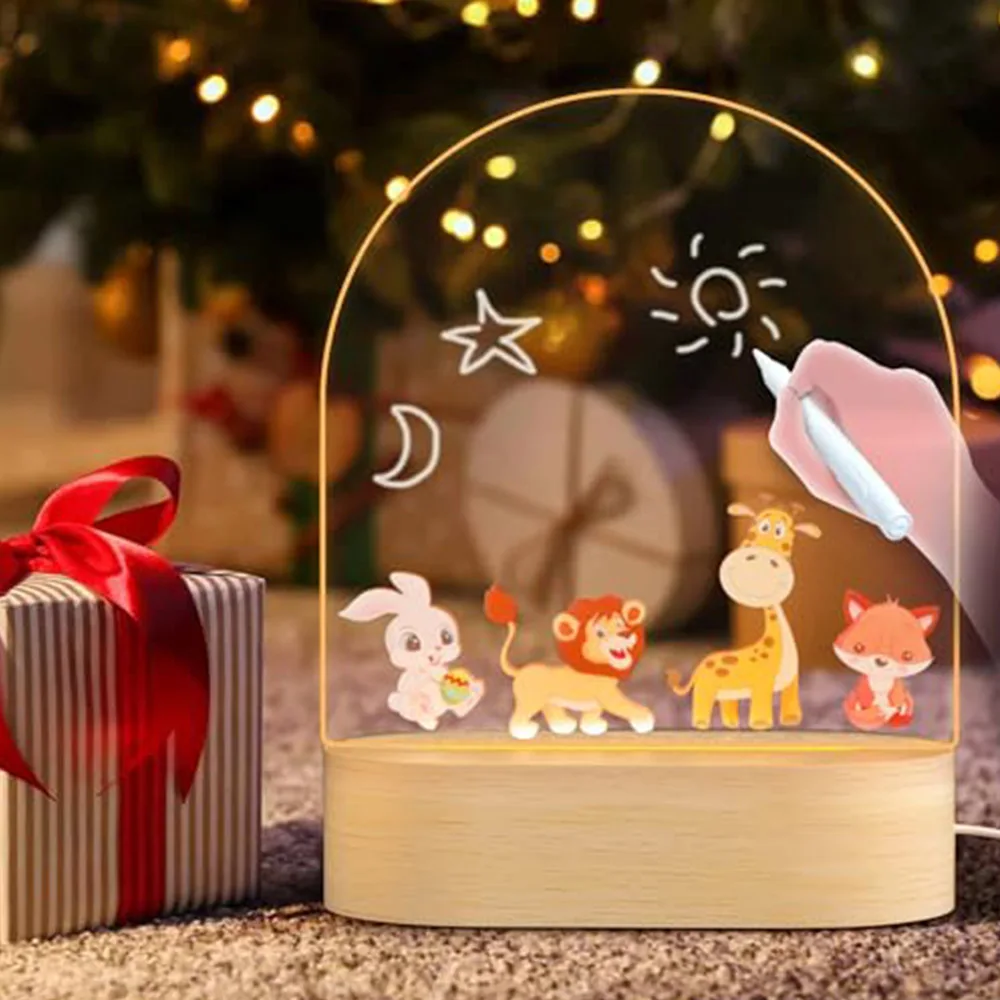 Небольшой светодиодный ночник с питанием от батареи прямые продажи на заказ деревянный 3d квадратный акриловый стенд