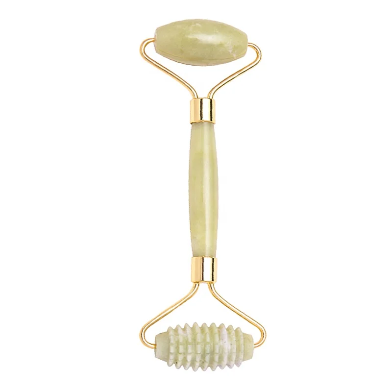 Double Sided Facial Jade Roller High Quality Real Wrinkles Reducing Massage Roller for Face 100% Natural Jade Face Neck Body