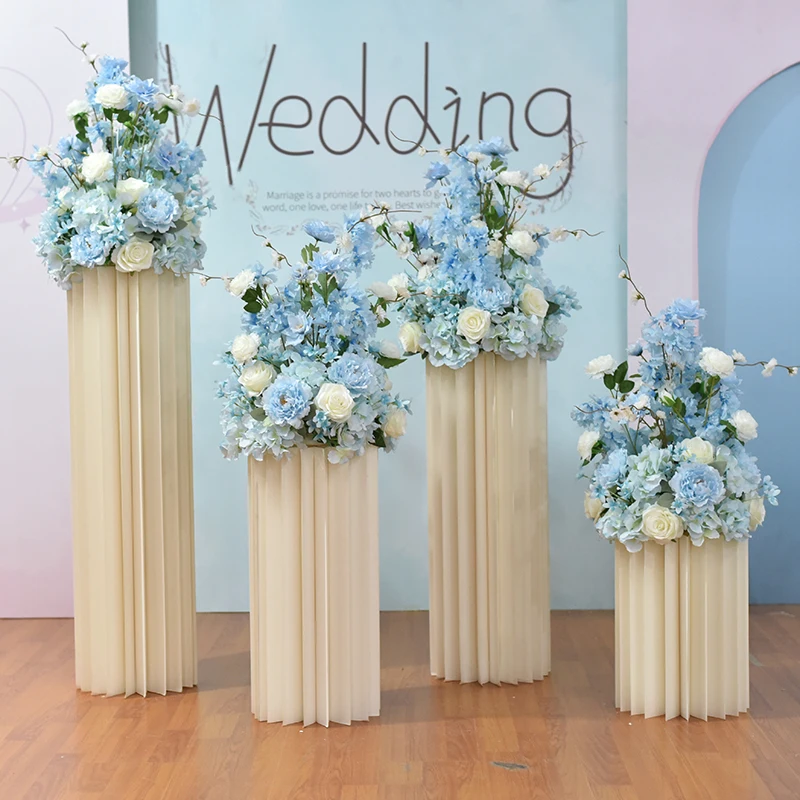 White Round Flower cake Stand  pedestal cylinders display Flower stand For Wedding road guide Aisle Decoration  wholesale