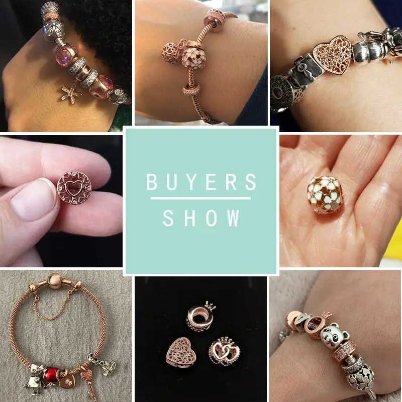 
Rose Gold Charm Bead Dangle Pendant Spacer Clip Charms Fit Pandora Bracelets Women DIY Silver Jewelry 