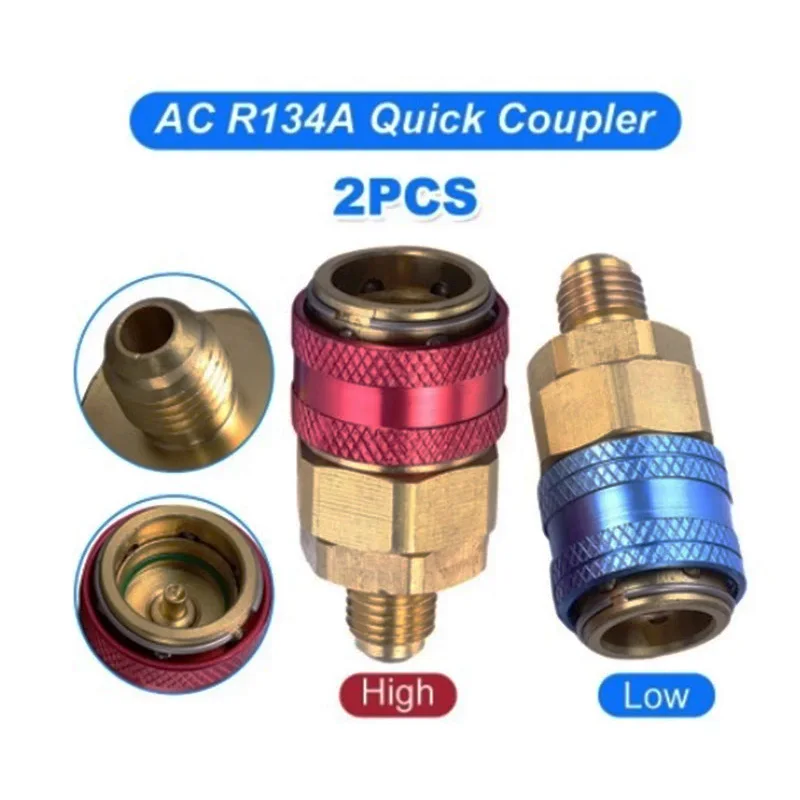 1 Pair Car Quick Coupler Connector H/L Air Conditioning Refrigerant R134A Freon AC Manifold Gauge Connector Professional