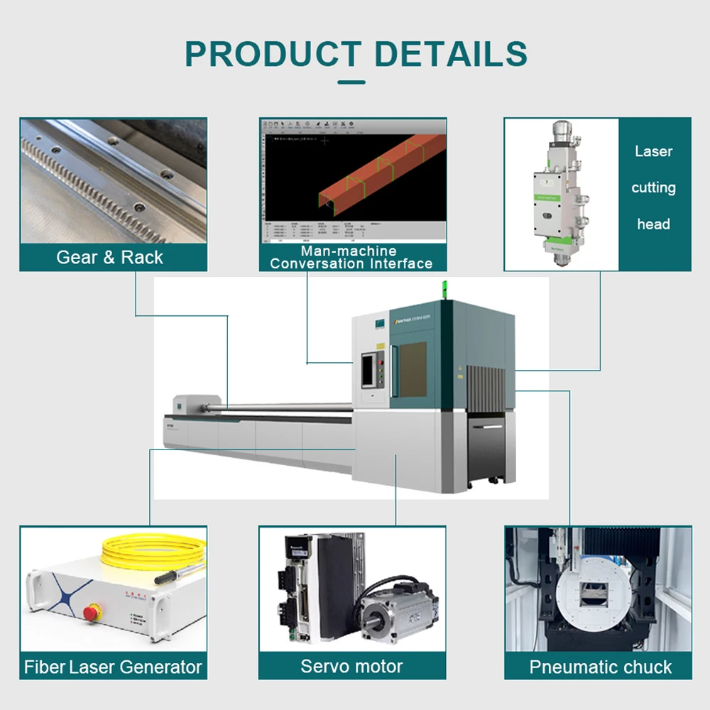 Rayther Laser Heavy Duty Tube Laser Cutter Automatic Loading System Fiber Laser Cutting Machine