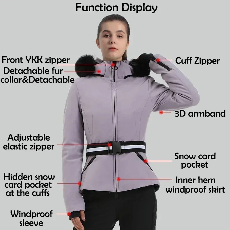 Ski Jackets Mountain Winter Hooded Woman Snowboard Clothes Outdoor Sports Skiing Overcoats Windproof Thermal Snow Tracksuit