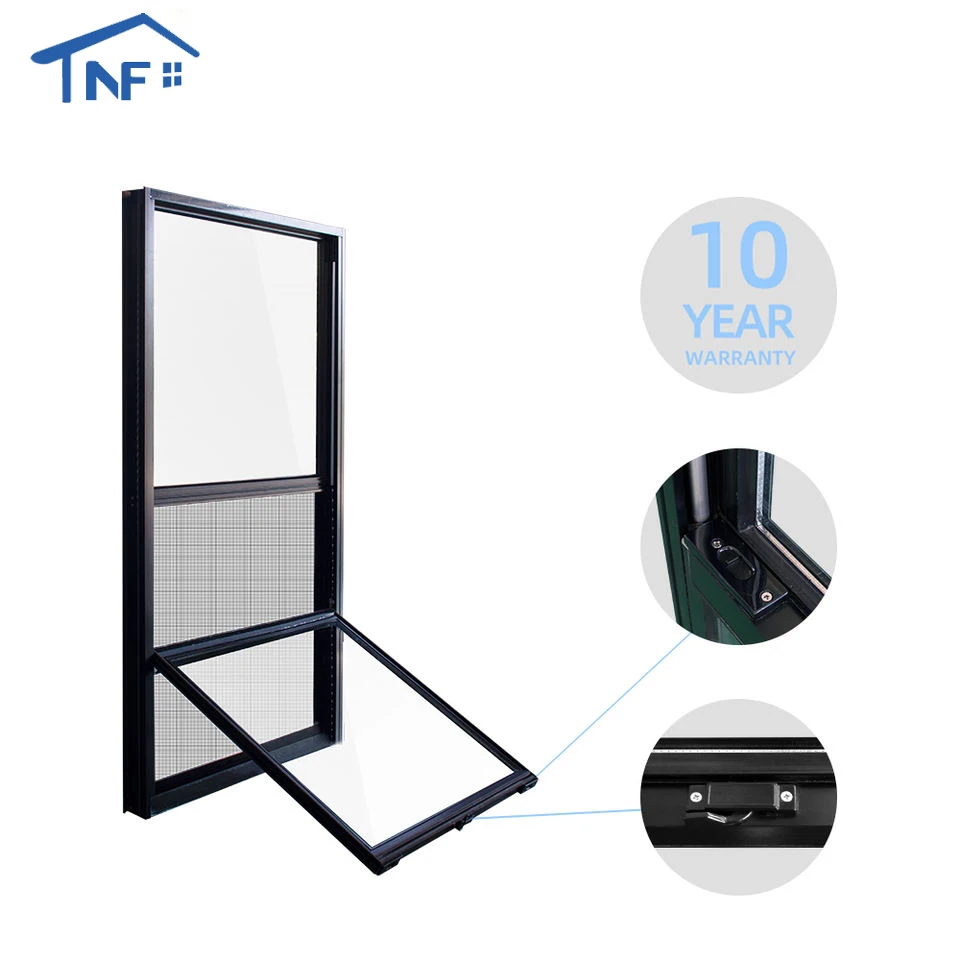 High Quality Top Thermal Break Aluminum Profile Double Glass Single Hung Sliding Windows With Grille