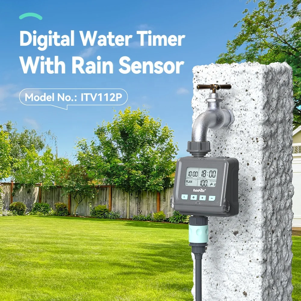 Rainpoint New Arrival Digital Water Timer Rainfall Sensor Rain Delay Automatic Irrigation 3 Plans Watering Computer Garden Timer