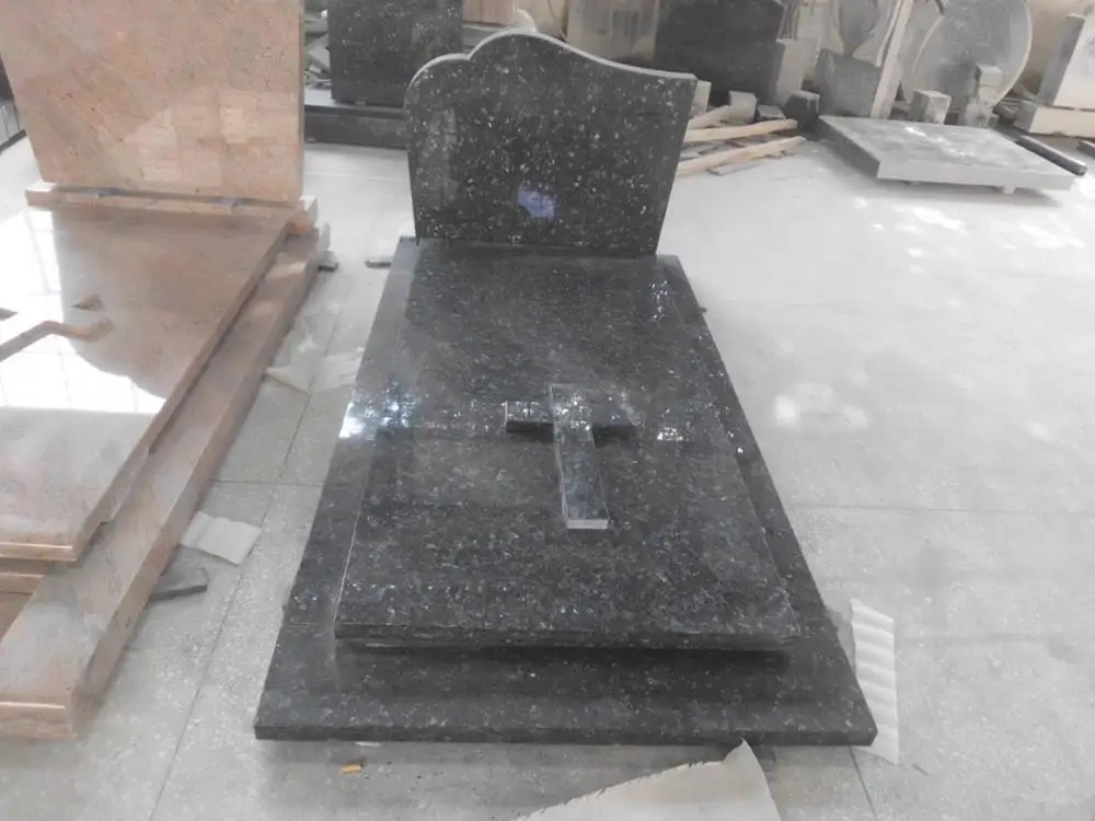 Norway Blue Pearl Granite Upright Headstone Memorial Head Stone For Grave