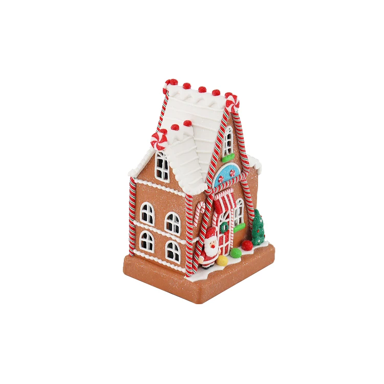 Custom Multicolour Battery-Operated Candy LED Gingerbread House Tabletop Decorations Christmas Ornaments