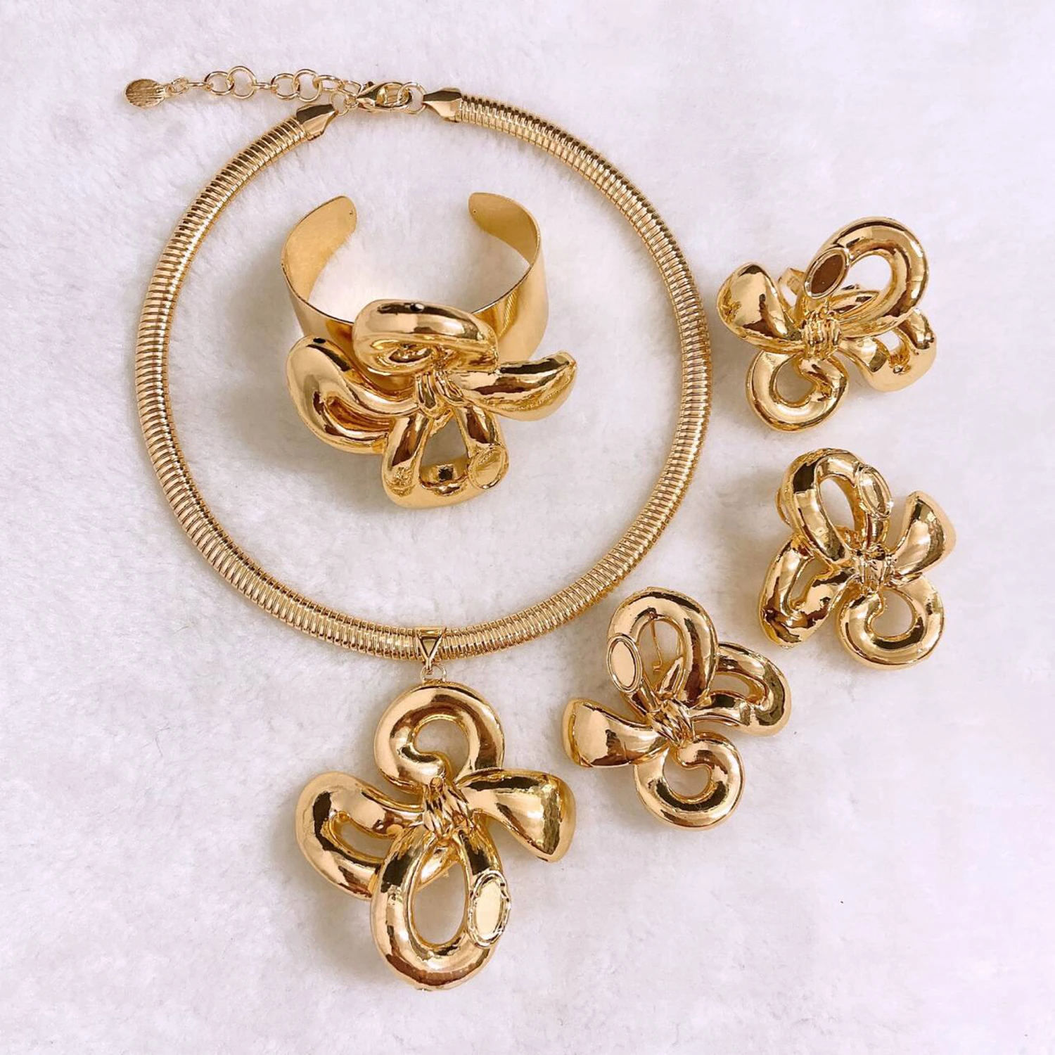 Latest Unique Luxury Party Dating Gold Plated Bridal Engagement New Arrivals Fashion Wedding Birthday Gift Hot sale Jewelry Set