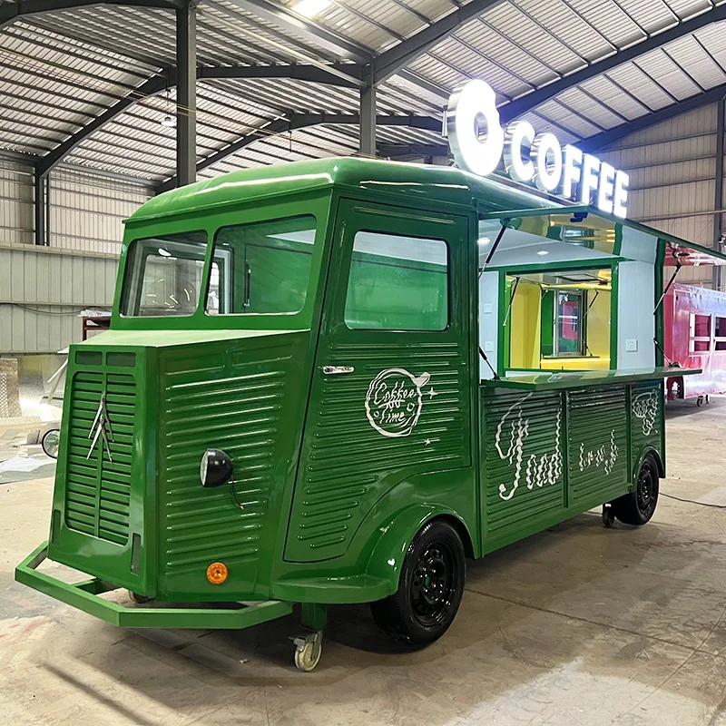 Mobile Van Breakfast Snacks Fast Fresh Classic Design Retro Style Trendy Mobile Food Truck