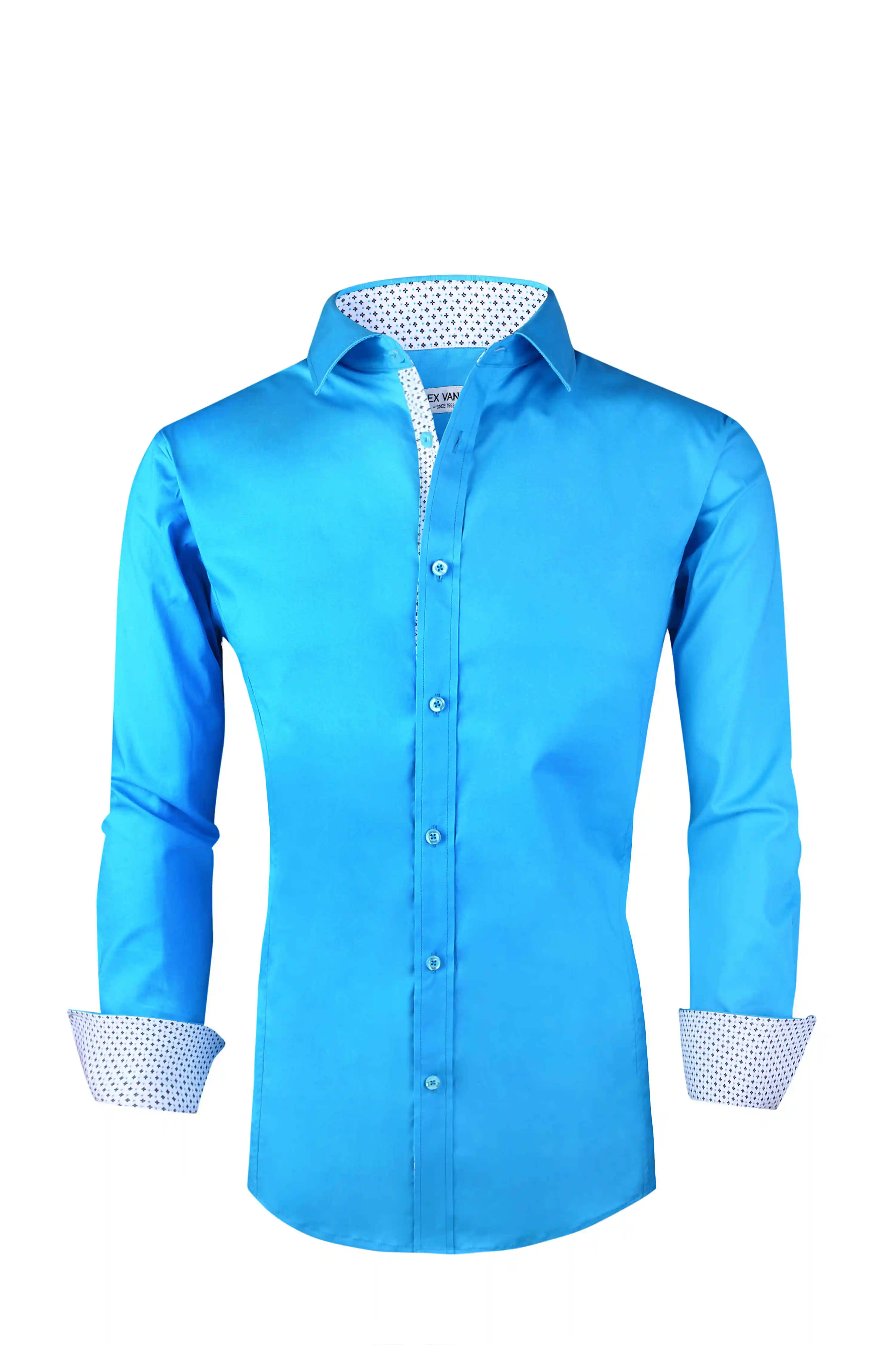 OEM/ODM camisa wholesale mens long sleeve solid color casual spread collar  white cotton and polyester shirts for men