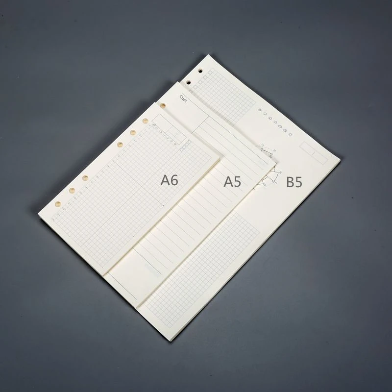Wholesale Custom Sheets A4 A5  A6 B5 Writing Notebook Bookbinding 100gsm Paper with Clarity Transparent PVC Cover  File Ring