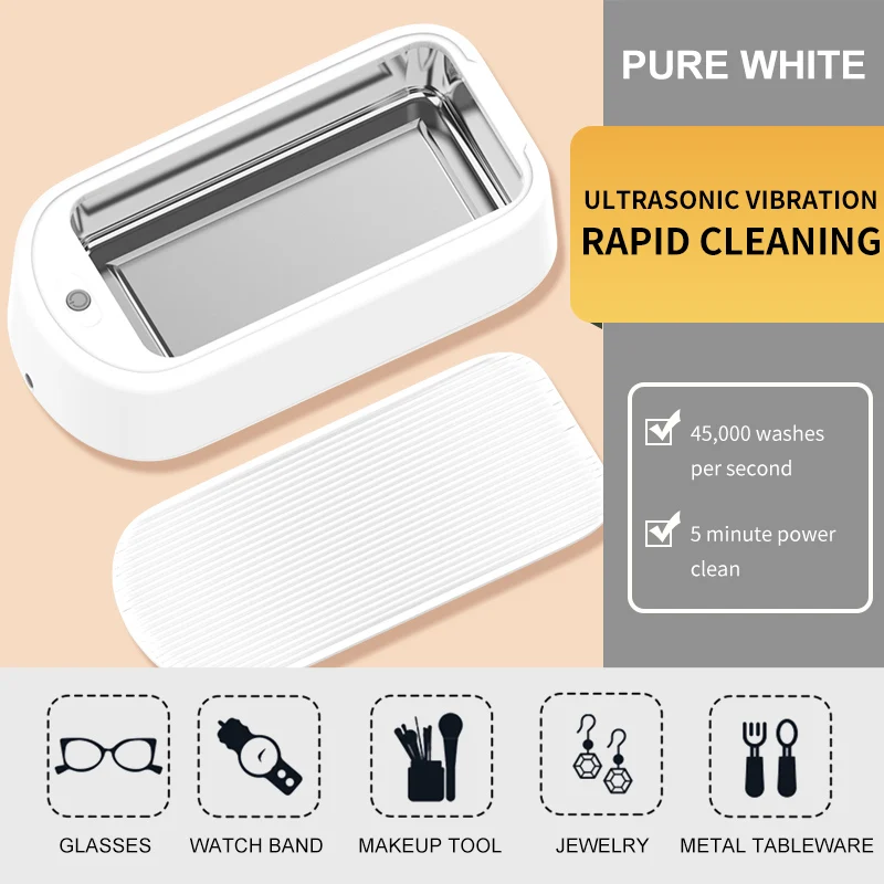 Multi Function Mini Portable Ultrasonic Cleaning Box for Jewelry Ring Earring Glasses