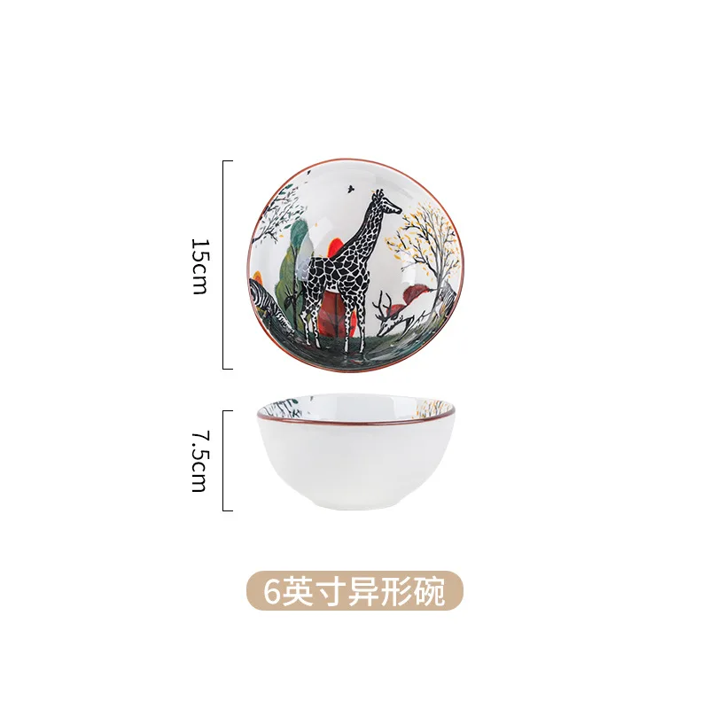 Unique zebra printed design porcelain bowls and plates ceramic luxury dinnerware sets for 6 people