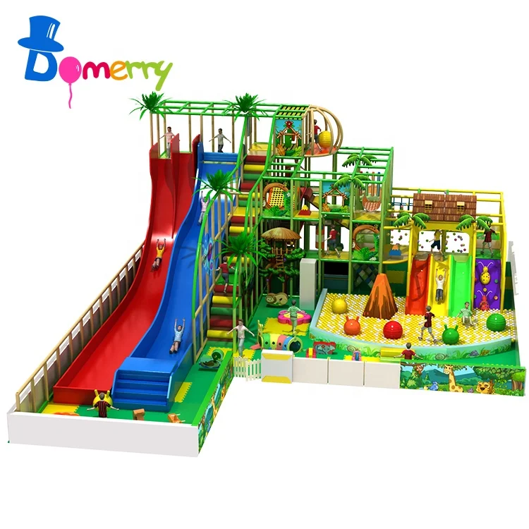Kids indoor playground ball cannon indoor playground trampoline and slide equipment jungle play center