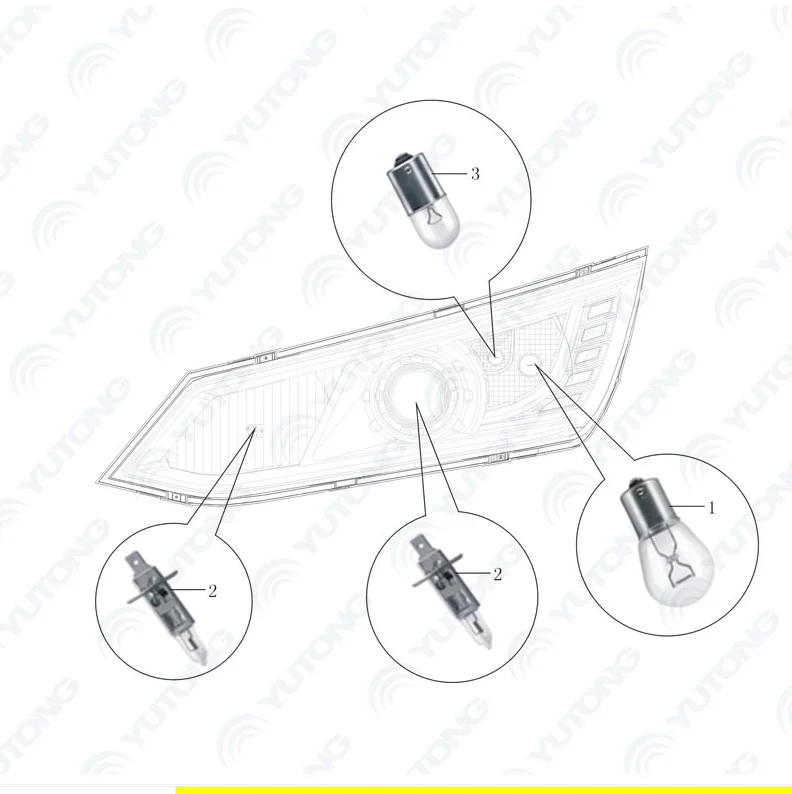 Передняя фара для Yutong 6115, детали 4121-00220 4121-00221