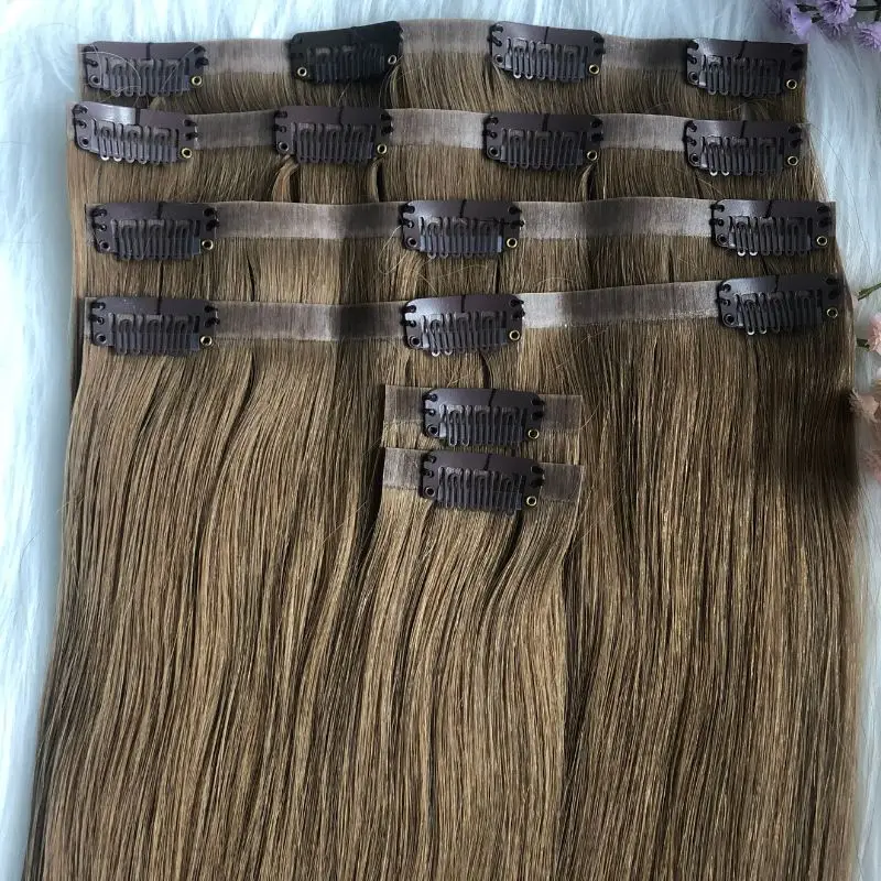 Time Limited Price Pu Extensions Clip in Raw Indian Invisible Human Hair Extension for Hairstylist