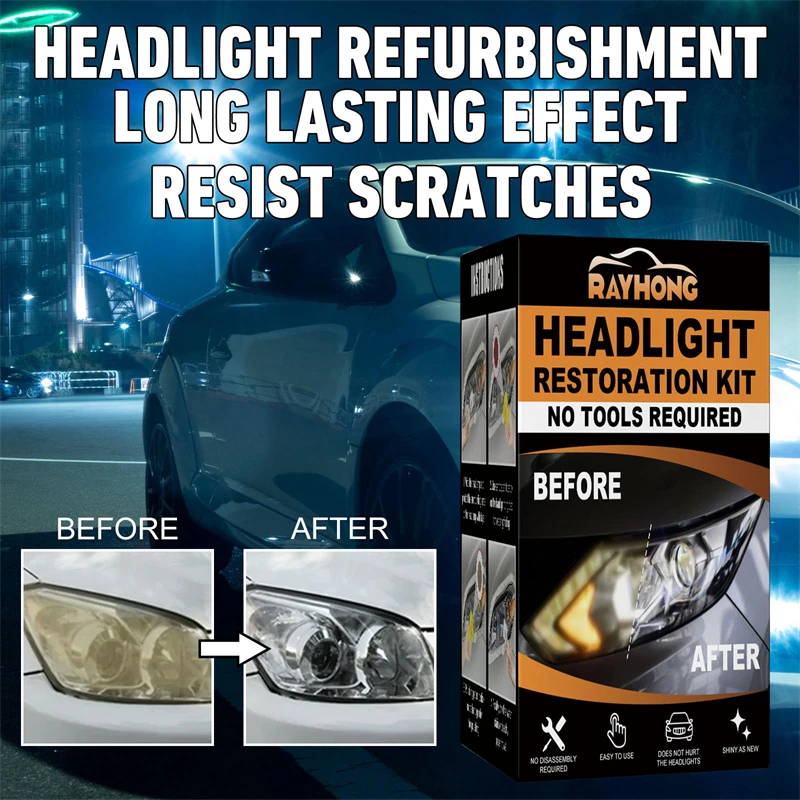 Rayhong car headlight restoration kit yellow blurry oxidated headlight repair kit scratches repairing set for car headlight