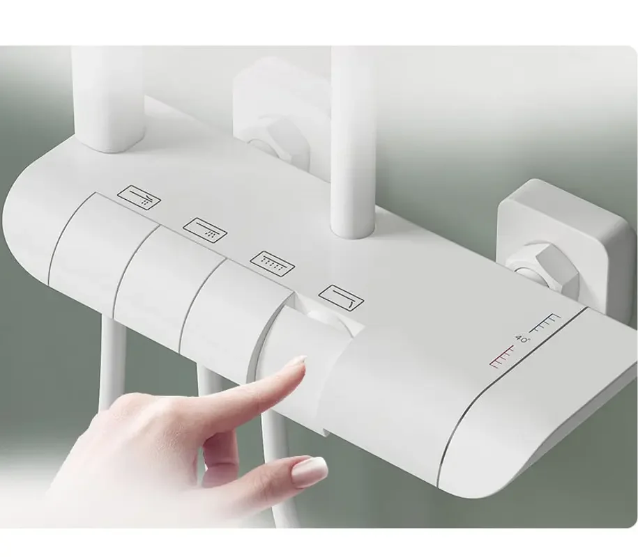 High Quality Fashion White Piano Shower System Set 4 Function Luxury Rainfall Shower Combo Mixer Square Shower Head Bidet Spray